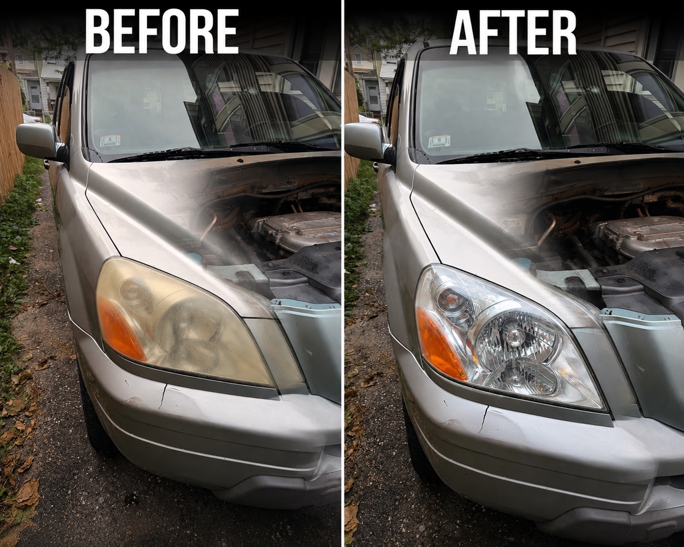 Headlight restoration before and after