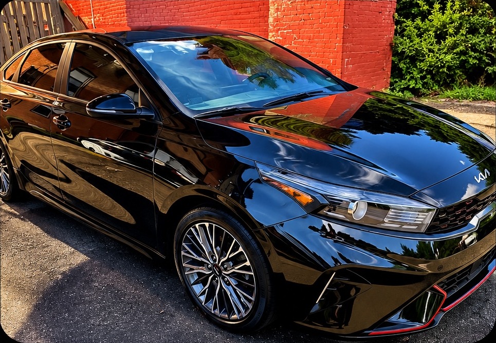 Black Kia after paint correction by Gloss Auto Care